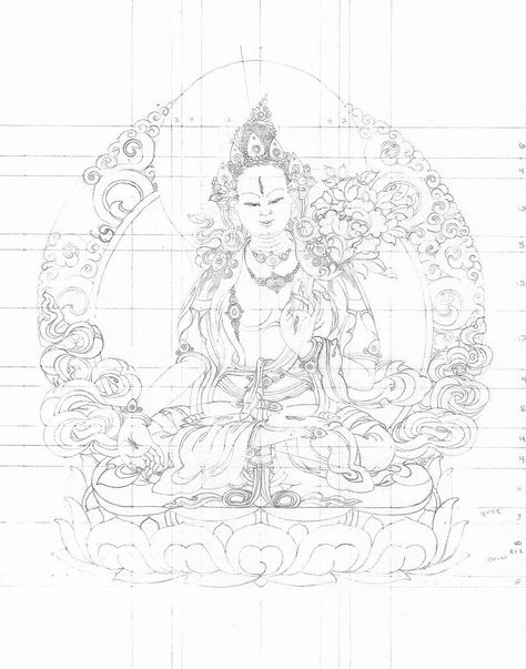 Buddha Draw, Tibetan Mandala Art, Buddha Flower, Buddha Drawing, Tibet Art, Asian Sculptures, Buddhist Art Drawing, White Tara, Buddhist Symbols