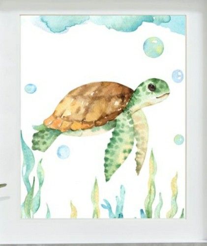 Turtle Watercolor, Sea Turtle Print, Turtle Drawing, Sea Turtle Art, Nursery Wall Art Printable, Watercolor Projects, Turtle Painting, Turtle Art, Watercolor Art Lessons