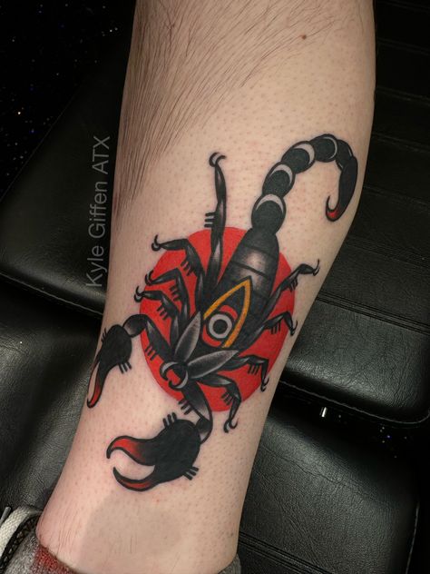 Dark traditional tattoo scorpion art Jackal Tattoo, Traditional Scorpion Tattoo, Scorpion Tattoo, A Tattoo, Tattoo Artist, Austin Texas, Scorpion, Tattoo Artists, Austin