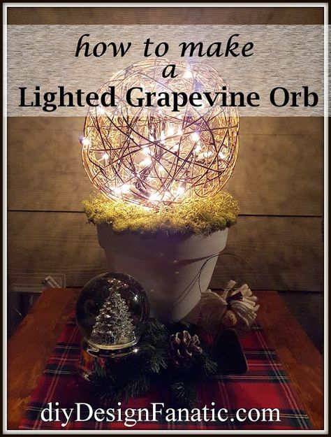 Diy Orbs How To Make, Christmas Orbs Decorating Ideas, Grapevine Orbs, Christmas Orbs, Diy Twine Orbs, Grapevine Balls, Cottage Style Farmhouse, Diy Wood Planters, Grapevine Christmas