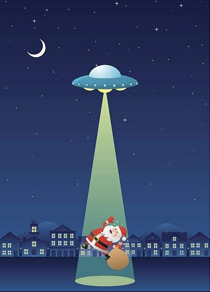 Christmas Alien, Alien Christmas, Flat Landscape, Space Christmas, Christmas Colours, Ufo Art, Creepy Christmas, Aliens Funny, Christmas Card Template