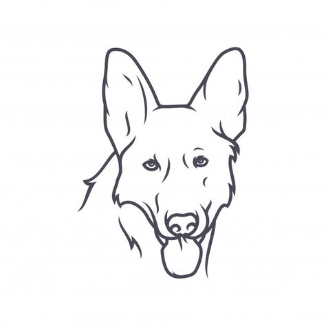 German shepherd dog - vector logo/icon illustration mascot Premium Vector German Shepherd Face Drawing, How To Draw A German Shepherd Easy, German Shepherd Embroidery, German Shepherd Line Art, German Shepherd Ears Tattoo, German Shepherd Tattoo Outline, German Shepherd Outline, German Shepherd Ears, German Shepherd Tattoo