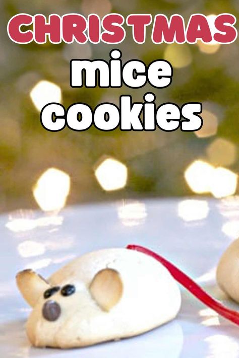 Christmas mice cookies are a delightful treat that bring a touch of whimsy to your holiday baking. These cute cookies feature a sweet almond flavor, with almond slices serving as the ears, chocolate chips as the nose and eyes, and a playful Twizzler tail for a fun twist. Their charming appearance and delicious flavor make them a standout addition to any Christmas cookie platter. They’re sure to bring smiles to everyone who sees and tastes them! Christmas Mouse Cookies, Christmas Mice Cookies, Mice Dessert, Mice Cookies Christmas, Mice Cookies, Christmas Mice Candy, Christmas Mice Ornaments, Black Frosting, Mouse Cookies