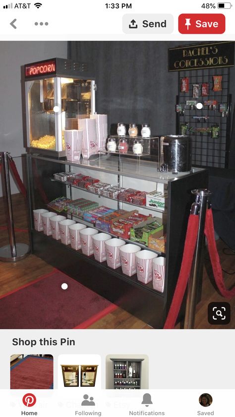 Theatre Rooms, Candy Assortment, Home Theater Ideas, Fresh Popcorn, Theater Room Decor, Popcorn Containers, Movie Theater Rooms, Theater Decor, Theater Rooms