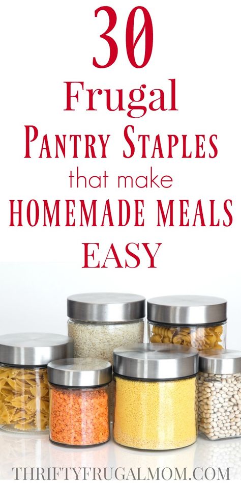 Do you stock these frugal pantry staples? You should! They'll help you make easy homemade meals fast! via @FrugalMomL Diy Food Pantry, Easy Homemade Meals, Frugal Pantry, Frugal Cooking, Homemade Pantry, Frugal Mom, Meals Easy, Homemade Meals, Pantry Essentials