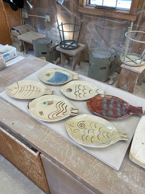 Student’s Fish Casserole Platter Pottery Fish Platter, Fish Casserole, Fish Platter, Pottery Classes, Hand Built, Coffee Table, Ceramics, 10 Things, Furniture