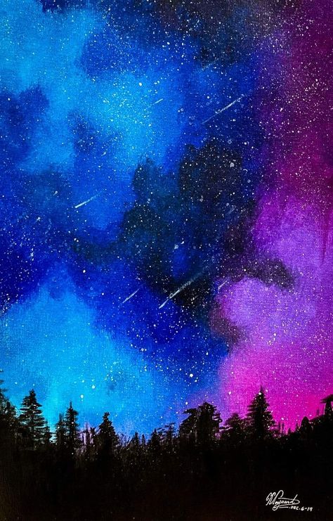 Painting On Water, Acab Tattoo, Galaxy Painting Acrylic, Night Sky Painting, Watercolor Galaxy, Bright Paintings, Galaxy Painting, Sky Painting, Custom Ideas