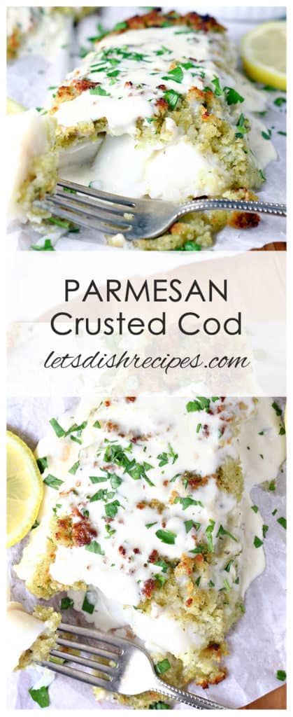 Cod With Sauce Recipes, Stuffed Seafood, Parmesan Crusted Cod, Parmesan Crusted Fish, Crusted Cod, Cod Dishes, Lemon Cream Sauce, Fish Board, Meals Cheap