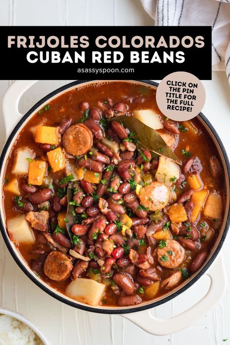 Cuban Red Beans, Squash And Potatoes, Canned Beans Recipe, Red Beans Recipe, Recipes With Kidney Beans, Red Bean Soup, Cuban Dishes, Red Kidney Beans, Liquid Food