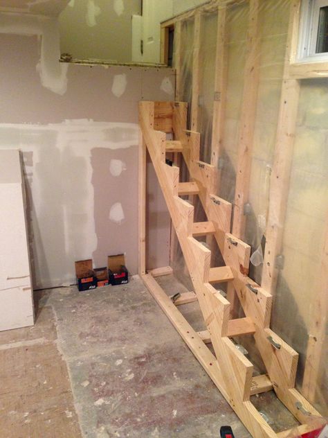 Stairs Stringer, Tiny House Stairs, Building Stairs, Loft Stairs, Stairs Architecture, Floating Stairs, Basement Stairs, Floating Staircase, Diy Stairs