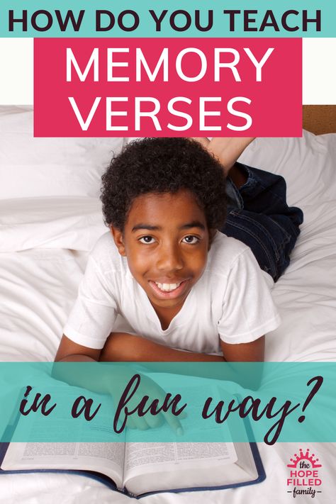 How do you Teach Memory Verses in a Fun Way? (15 Ideas) - The Hope-Filled Family Kids Bible Lessons, Memorize Bible Verses, Memory Verse Games, Memory Verses For Kids, Easy Lesson Plans, Verses For Kids, Bible Verse Memorization, Memory Verses, Scripture Memorization