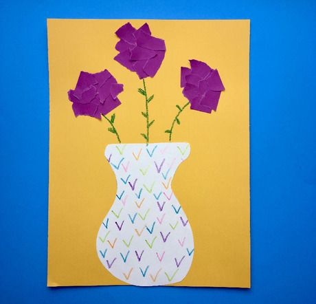 Vase of Violets, Lesson Plans - The Mailbox Vase Crafts For Preschoolers, Vase Craft Preschool, Violet Craft, Lily's Purple Plastic Purse Activities, Lilly’s Purple Plastic Purse Activities, Printable Preschool Crafts, Letter V Crafts, Violet Flower Painting Acrylic, Flower Crafts Preschool