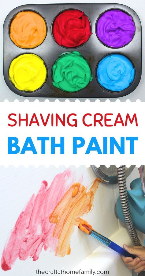 Bath Tub Paint, Shower Paint, Shaving Cream And Food Coloring, Bath Tub Fun, Bed Time Routine, Tub Paint, Shaving Cream Painting, Paint For Kids, Bath Diy