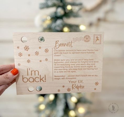 I'm Back Elf Postcard | Elf Postcard | Letter From Elf | Postcard From Elf | I'm Back Card From Elf | Elf Announcement | Elf Arrival Letter by ByHisSavingGrace on Etsy Elf Letters, Im Back, Baltic Birch Plywood, Pretend Play, Holiday Cheer, Christmas Seasons, Elf On The Shelf, Elf, Etsy Gifts