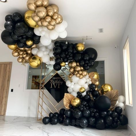 Teal Balloons, Black And Gold Party, Black And Gold Party Decorations, Balloons White, Balloons For Birthday, Black And Gold Balloons, Dinner Party Decorations, Luau Birthday Party, Retirement Party Decorations