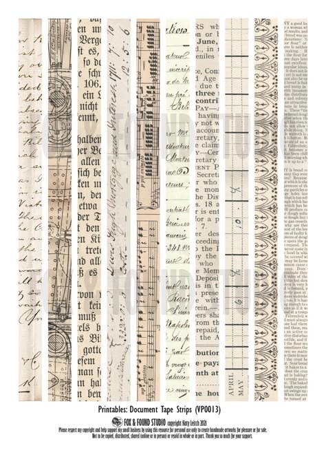 Antique Document Tape Strips Printable Ephemera Digital - Etsy Portugal Paper Tape Design, Vintage Paper Printable, Junk Journal Collage, Printable Wall Collage, Printable Sticker Sheets, Printable Vintage Art, Printable Ephemera, Scrapbook Quotes, Journal Collage