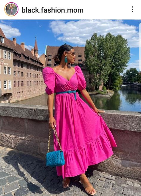 Hot Pink Dress Outfit Casual, Pink Dress Outfit Casual, Hot Pink Dress Outfit, Pink Dress Outfit, Dress Outfit Casual, Pink Dress Outfits, Maxi Vestidos, Hot Pink Dress, Hot Pink Dresses