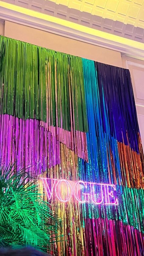 Neon Fringe Backdrop, Neon Photo Backdrop, Pride Backdrop, Pride Party Decorations, Coachella Inspiration, Disco Party Decorations, Diy Photo Backdrop, 80s Theme Party, Disco Night