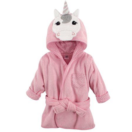 Woven Terry Animal Bathrobe - Pink Unicorn, Infant Girl's, Yellow Baby Vision, Baby Bath Robe, Baby Robes, Baby Unicorn, Infant Girl, Girls Sleepwear, Hudson Baby, Baby Pajamas, Pink Unicorn