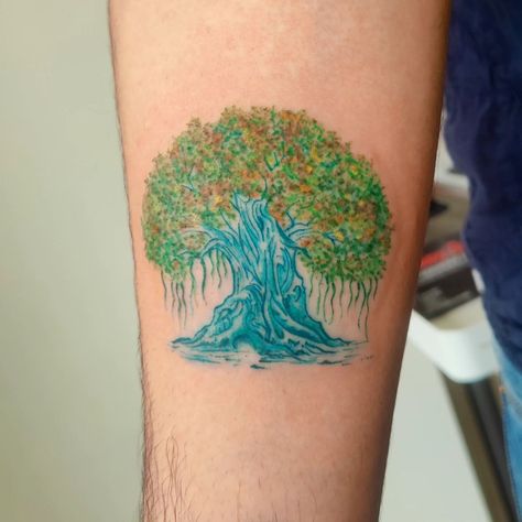 Banyan Tree Tattoo, Floral Tattoos, Female Tattoo Artists, Botanical Tattoo, Banyan Tree, Tree Tattoo, March 8, Color Tattoo, Tattoos And Piercings