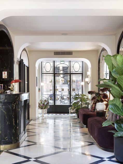 TOP 5 BOUTIQUE HOTELS IN PARIS — Adore Home Magazine Art Deco Hotel Lobby, Interior Art Deco, Parisian Hotel, Art Deco Hotel, French Restaurant, Farmhouse Side Table, Hotel Boutique, Minimalist Room, Design Hotel