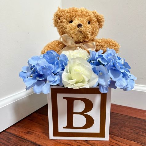 Teddy Bear Baby Shower Centerpiece Baby Shower Centerpiece - Etsy Boy Shower Centerpieces, Baby Boy Shower Centerpieces, Teddy Bear Baby Shower Centerpiece, Teddy Bear Centerpieces, Light Brown Teddy Bear, Boy Baby Shower Centerpieces, Baby Shower Sweets, Shower Stuff, Yellow Decor