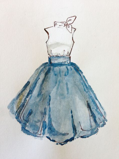 Sketch of my outfit yesterday. Watercolors. Drawn by moi. Watercolor Clothes, Watercolor Fashion Sketch, Illustrated Clothing, Inspirational Watercolor, Fashion Watercolor, Aqua Paint, Taylor Outfits, Watercolor Dress, Watercolor Fashion