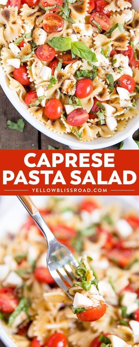 My Caprese Pasta Salad is he perfect spring pasta salad with tender pasta, juicy tomatoes, chunks of fresh Mozzarella and a tangy Balsamic Vinaigrette. #dinner #sidedish #pastasalad Caprese Pasta Salad Recipes, Spring Pasta Salad, Spring Pasta, Caprese Pasta Salad, Caprese Pasta, Salad Meal Prep, Salad Pasta, Tomato Mozzarella, Juicy Tomatoes