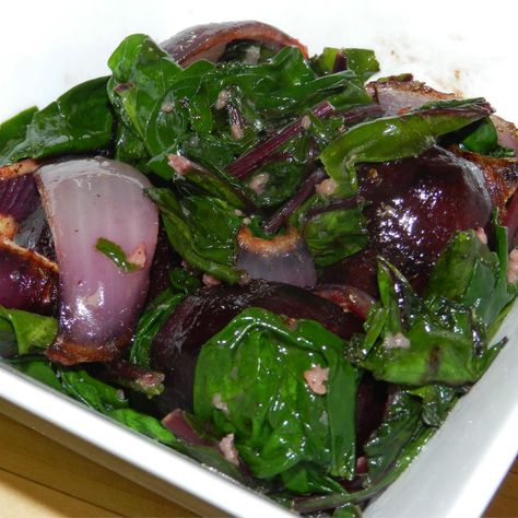 Roasted Spinach Oven, Honey Roasted Beets, Beets Roasted, Green Beans And Mushrooms, Roasted Beets Recipe, Roasting Beets In Oven, Wilted Greens, Recipes Veggie, Wilted Spinach