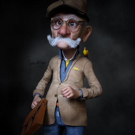 Oldman Character Design, Oldman Illustration, Mercedes Art, 3d Generalist, Me And My Best Friend, Bird Cute, Caricature Sketch, Cartoon People, Funny Cartoon Gifs