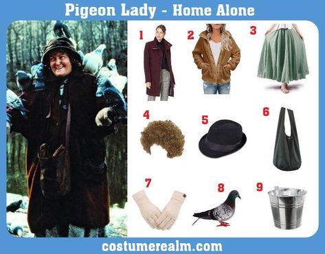 Dress Like Pigeon Lady From Home Alone, Pigeon Lady Costume, Cosplay, Christmas Costume, Halloween Costume, Outfit Guide Pigeon Lady Home Alone Costume, Bird Lady Costume, Home Alone Costume Ideas, Home Alone Halloween Costume, Home Alone Costume, Home Alone Characters, Soiree Outfits, Diy Adult Halloween Costumes, Christmas Movie Characters