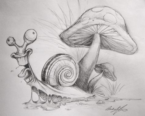 Weird Drawing Ideas, Weird Drawings, Trippy Drawings, Fairy Drawings, Mushroom Drawing, Fantasy Drawings, Desenho Tattoo, Dark Art Drawings, Graffiti Drawing