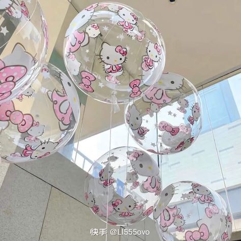 Hello Kitty Birthday Theme, Thanksgiving Party Decorations, Plastic Balloons, Hello Kitty Birthday Party, Hello Kitty Baby, Balloon Cartoon, Transparent Balloons, Hello Kitty Themes, Round Balloons