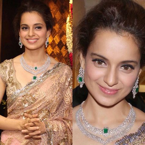 Kangana Ranaut Jewellery, Emerald Jewelry Necklace, Kangana Ranaut, Indian Fashion Jewellery, Antique Gold Jewelry Indian, Diamond Pendants Designs, Diamond Wedding Jewelry, Online Gold Jewellery, Jewelry Designing