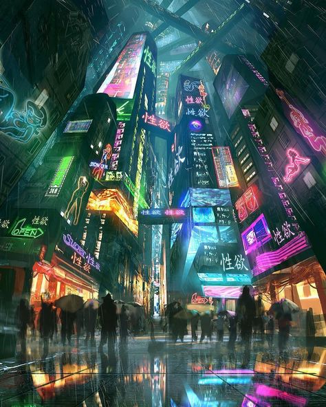 Neon City Lights Digital Art by Pedro Sena From @cybervibe City Digital Art, Ville Cyberpunk, Dark Planet, Neon City, Sci Fi City, City At Night, New Retro Wave, Cyberpunk Aesthetic, Cyberpunk City