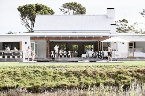 Tranquil Riverfront Home - aspire design and home Riverfront Home, Covered Veranda, Stacking Doors, Shed Homes, Modern Barn, River House, Australian Homes, Farmhouse Style House, Barn Style