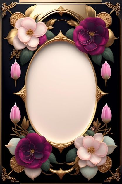 Free photo a frame with flowers and a go... | Free Photo #Freepik #freephoto Beautiful Picture Frames, Flowers Frame Design, Flower Frame Design Beautiful, Floral Border Design Frames, Frame Photo Design, Free Borders And Frames, Beautiful Flowers Aesthetic, Flower Frame Design, Beautiful Photo Frames