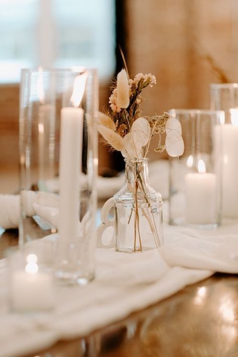 Bud Vases Wedding, Bud Vase Centerpiece, 2023 Weddings, Boho Candle, Wedding Floral Centerpieces, Portland Wedding, Wedding Vases, Neutral Wedding, Flower Centerpieces Wedding