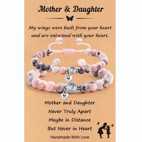 PRICES MAY VARY. ✨【Product Information】If you purchase our bracelets for daughter, you will receive two bracelets of different sizes and a card with auspicious messages written on it. Our mother daughter bracelet adopts a double-layer drawstring design, which is more sturdy and not easy to break, suitable for people with different wrist sizes. ✨【Bracelet Meaning】Mom bracelet combined with Purple Imperial Jasper, moonstone and a heart-shaped stainless steel pendant. Imperial Jasper contains symbo Matching Bead Bracelets, Bracelets For Mom, Bracelet Meaning, Daughter Bracelet, Gifts For Mom From Daughter, Mother Daughter Bracelets, Mom Bracelet, Bracelets With Meaning, Imperial Jasper