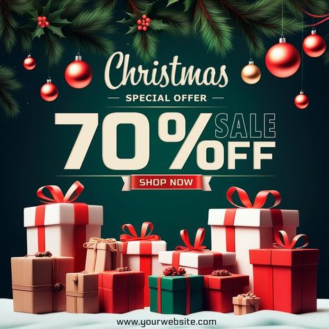 70% Off Sale Banner, Christmas Website Banner, Holiday Social Media Design, Merry Christmas Design Graphic, Merry Christmas Graphic Design, Christmas Banner Design, Christmas Sale Banner, New Year Post, Christmas Graphic Design