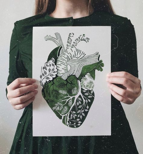 Plants Art, Plant Art Print, Human Heart, Botanical Watercolor, Plant Print, The Human Body, Plant Art, Anatomy Art, Heart Art