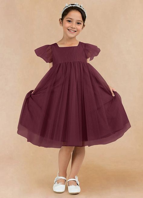 Kalio is our adorable tulle and matte satin flower girl dress. She features a square neckline that is framed with charming short flutter sleeves. She has an empire waist that offers comfort and ease of movement. The flowy A-line skirt adds whimsy while the removable bow gives this dress versatility. Tulle Dress With Sleeves, Fall Flower Girl Dresses, Flower Girl Dresses Vintage, Satin Flower Girl Dress, Bridal Party Attire, Tulle Flower Girl, Dusty Rose Dress, Flower Girl Dresses Tulle, Satin Flowers