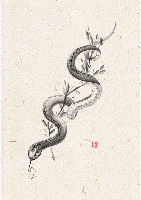 Kundalini Tattoo, Snake Sketch, Japanese Snake Tattoo, Cobra Tattoo, Serpent Tattoo, Snake Tattoo Design, Landscape Tattoo, Floral Tattoo Sleeve, Snake Art