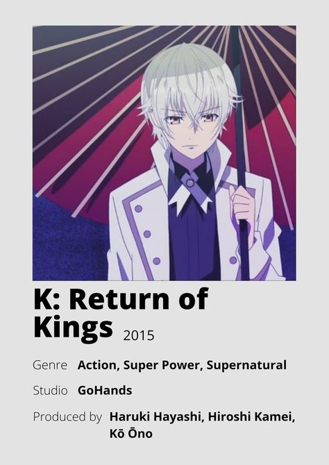 K Return Of Kings, Poster Information, Anime Minimalist Poster, Return Of Kings, Anime List, Minimalist Posters, 1080p Anime Wallpaper, Anime Wall, Anime Boys