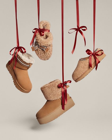 Ugg Spotlights Its Gift-Worthy Shoes in Holiday Campaign 2024 – Footwear News Product Photography Shoes, Footwear Campaign, Shoes Campaign, Christmas Marketing, Comfy Shoe, Uggs Boots, Creative Shoes, Holiday Campaign, Shoes Ads