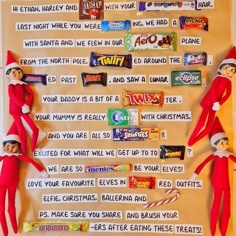 Elf Reading Book, Chocolate Letters, Elf Ideas Easy, Kids Laughing, Elf Fun, The Elf, Bar Signs, Christmas Elf, Christmas Magic