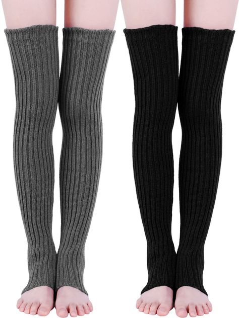 PRICES MAY VARY. Soft and thick: made of quality cotton material, soft to touch and comfortable to wear, easy to wash and not easy to pilling, can serve for a long time Over knee design: the length of the leg warmers is approx. 69 cm/ 27.5 inches (tiled situation), stretchy material ensures it fit for most leg size, easy to wear and take off Classic colors: different color sets for your choice, classic colors with simple design can match your most styles and make you look more elegant in a cozy Winter Leg Warmers, Black Leg Warmers, Knit Leg Warmers, Socks For Women, Long Socks, Long Knit, Knee Socks, Winter Knits, Knit Hat