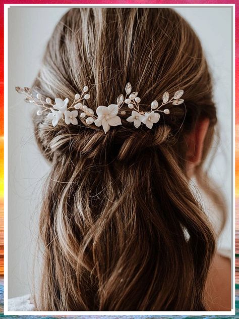 Looking for the perfect winter bridal hair accessories? Look no further! Our curated list of 8 must-try ideas and tips will help you achieve the most stunning winter bridal look. From sparkling hairpins to delicate headbands, we've got you covered. Get inspired and make your winter wedding a magical affair with these beautiful hair accessories. Enchanting Aesthetic, Boho Bridal Headpiece, Boho Hair Pins, Floral Hair Pins, Bridal Headwear, Hair Accessories Boho, Wedding Hair Pins, Flower Hair Pin, Bridal Hair Pins