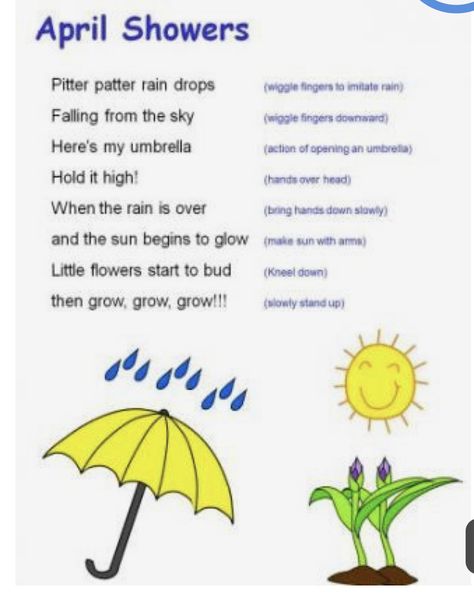 April Lesson Plans, Kindergarten Poems, April Preschool, Preschool Poems, Spring Poem, Spring Lessons, Circle Time Songs, Classroom Songs, Songs For Toddlers