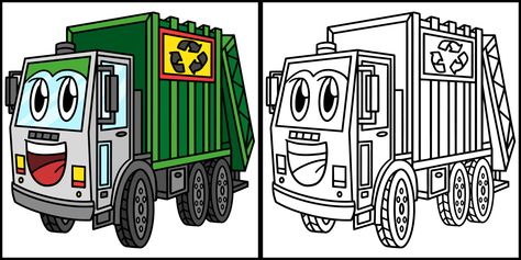 Trash Truck, Truck Party, Garbage Truck, Coloring Page, Vector Art, Coloring Pages, Vector Free, For Free, Trucks